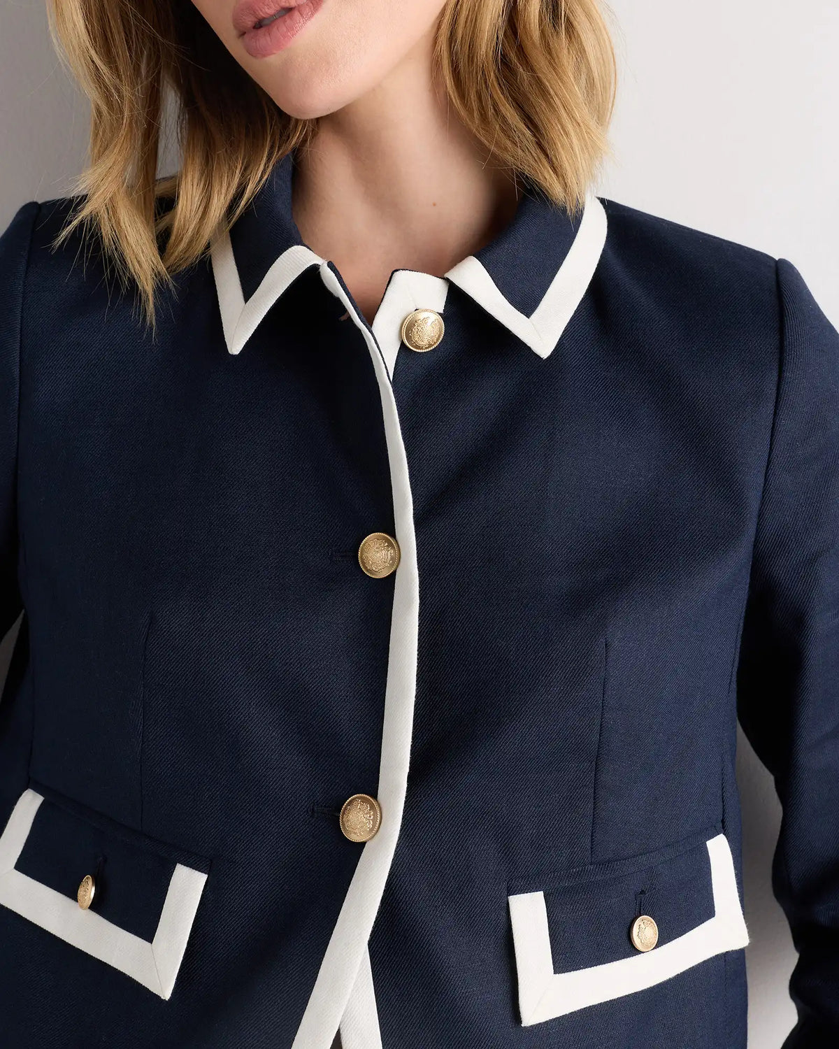 European Stretch Linen Cropped Lady Jacket