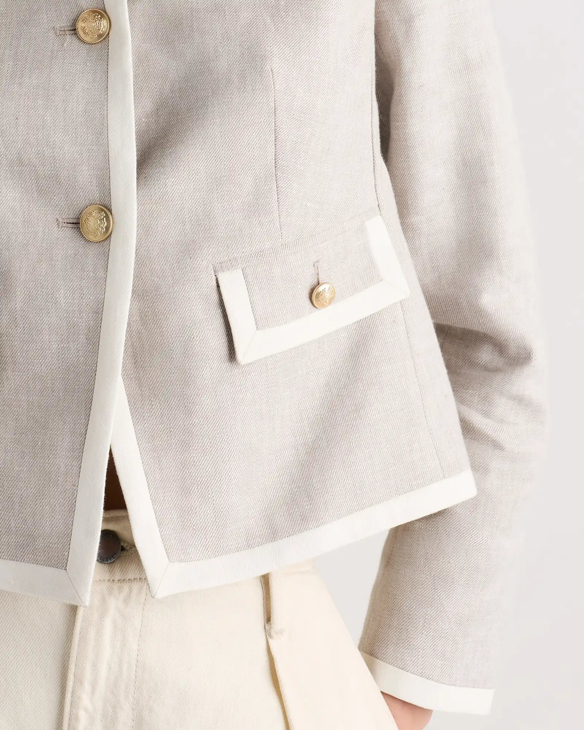 European Stretch Linen Cropped Lady Jacket