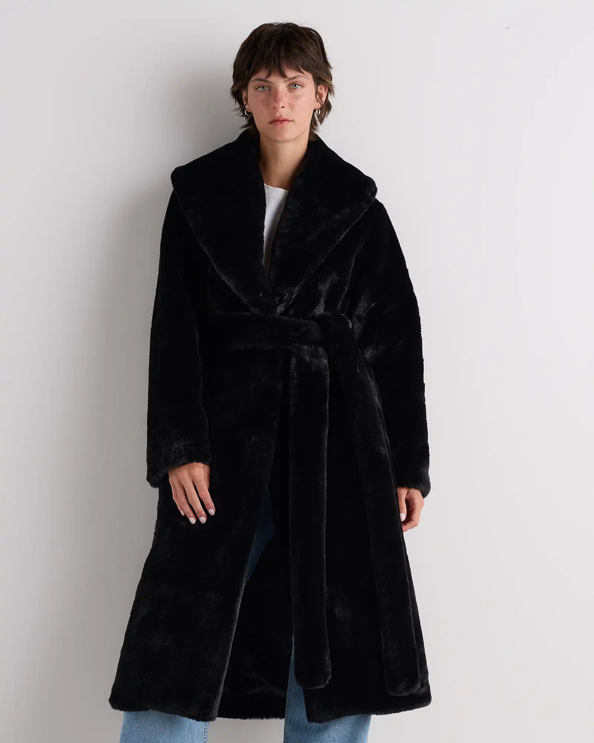 Faux Fur Maxi Wrap Coat