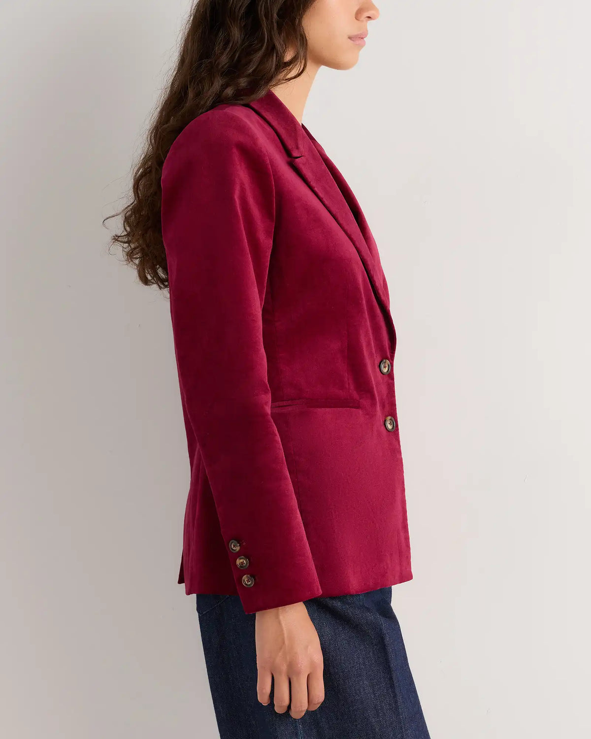 Stretch Velvet Structured Blazer