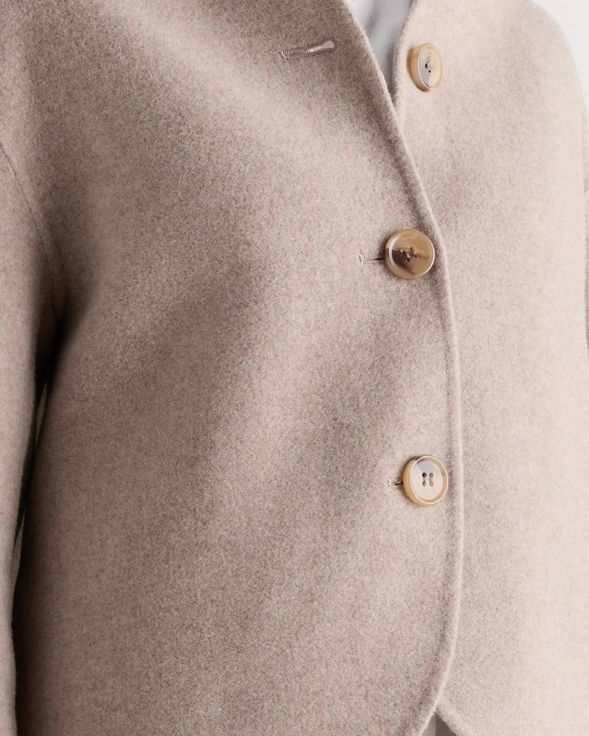 Double-Faced Merino Wool Collarless Cropped Jacket