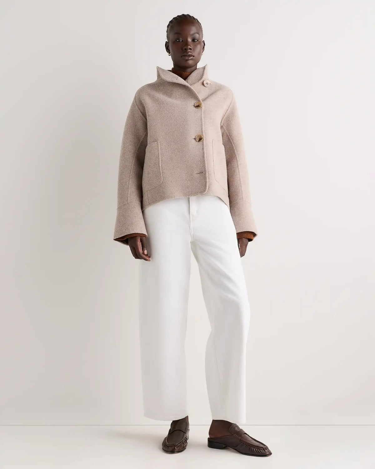 Double-Faced Merino Wool Funnel Neck Jacket