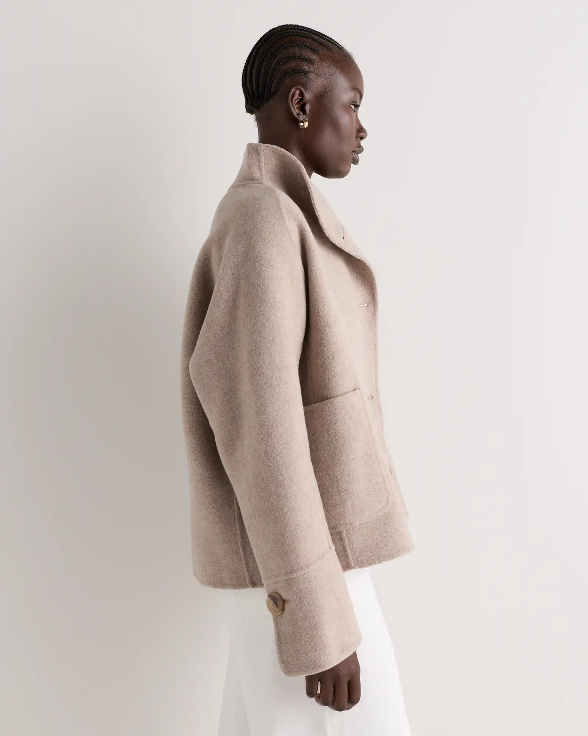 Double-Faced Merino Wool Funnel Neck Jacket