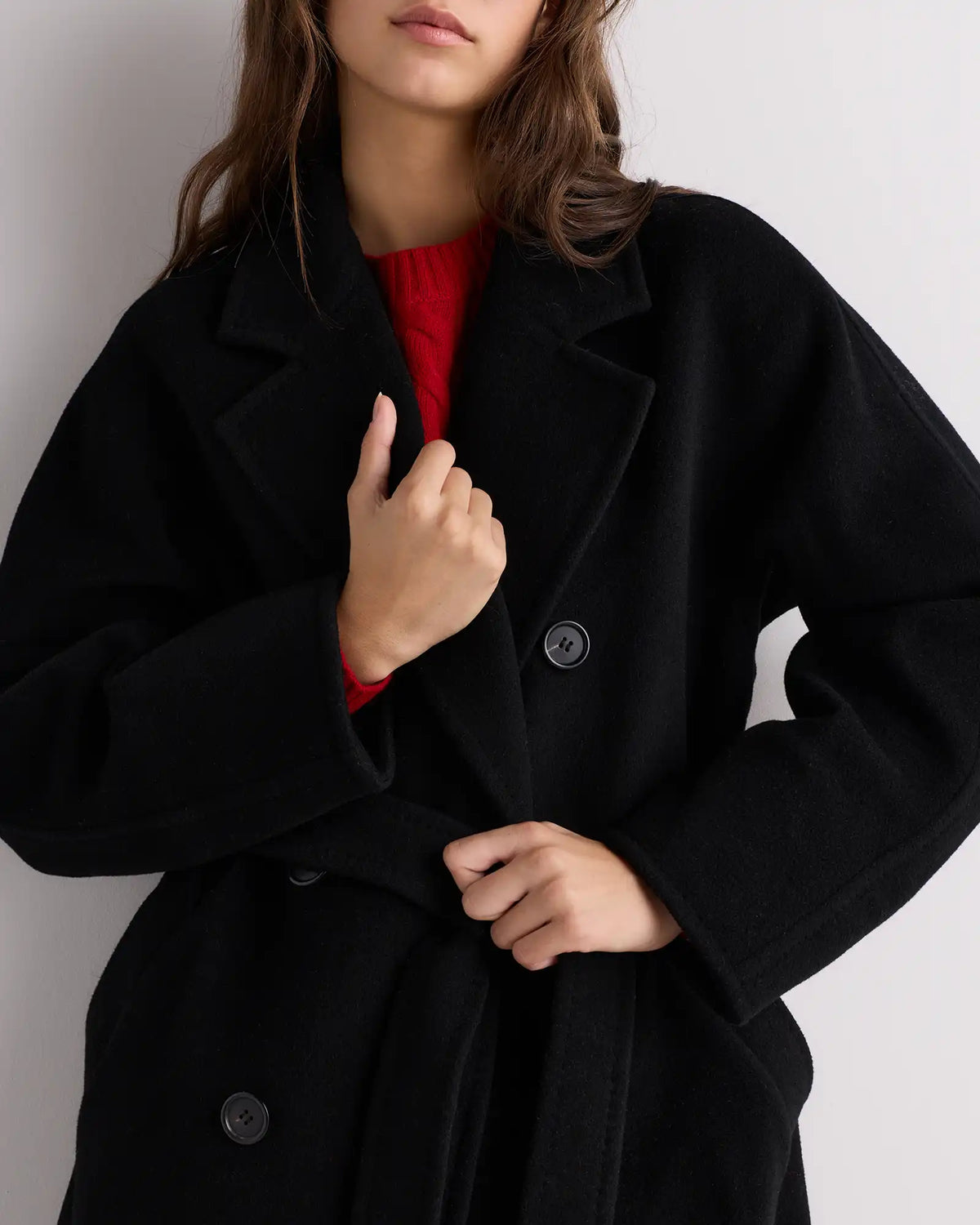 Wool Cashmere Double-Breasted Belted Long Coat