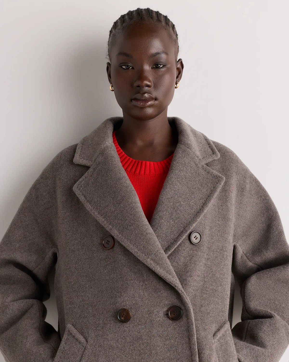 Wool Cashmere Double-Breasted Belted Long Coat