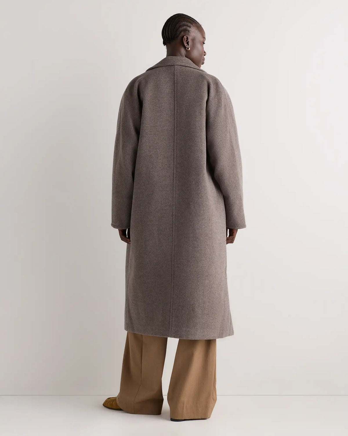 Wool Cashmere Double-Breasted Belted Long Coat