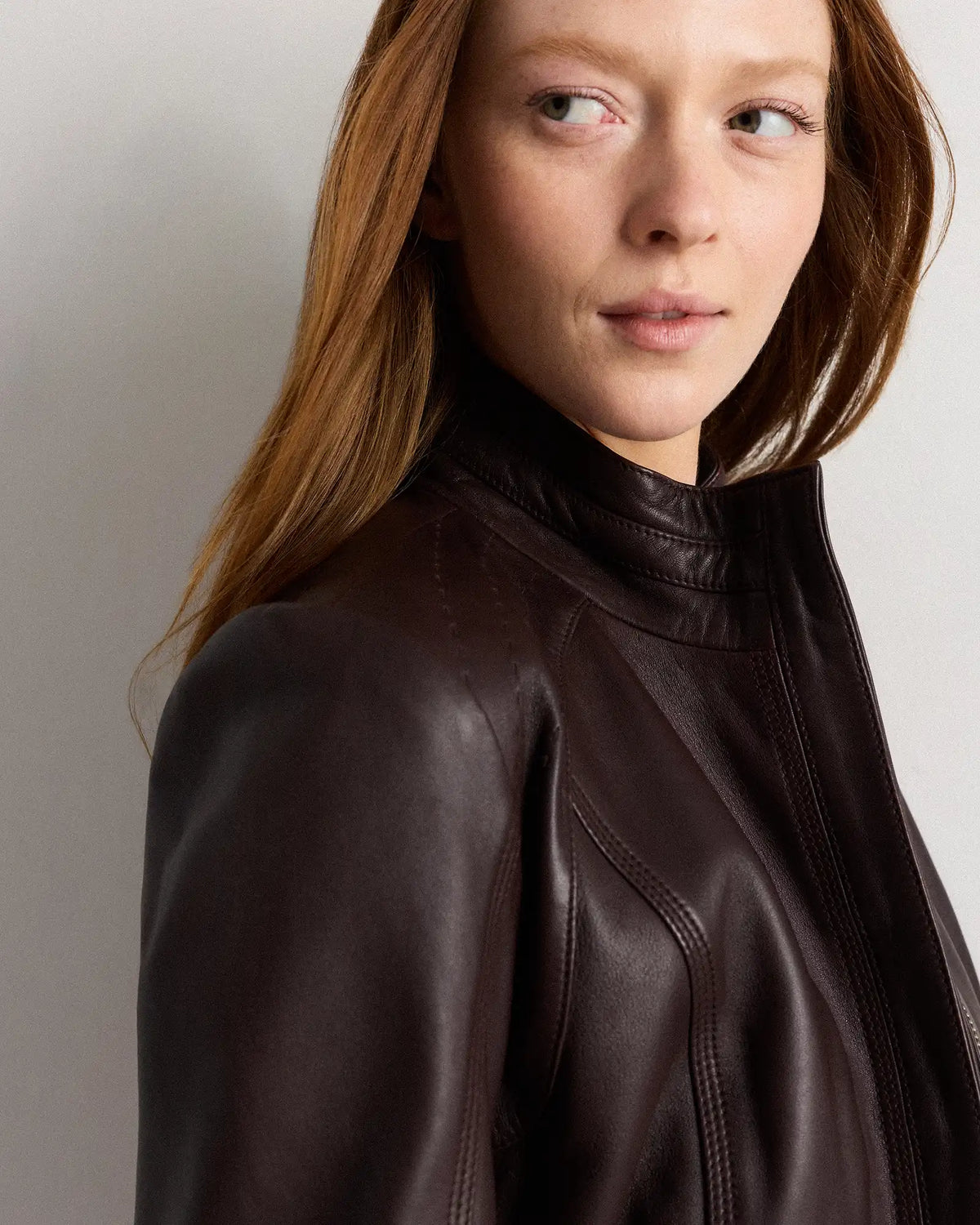 100% Leather Stand-Collar Jacket