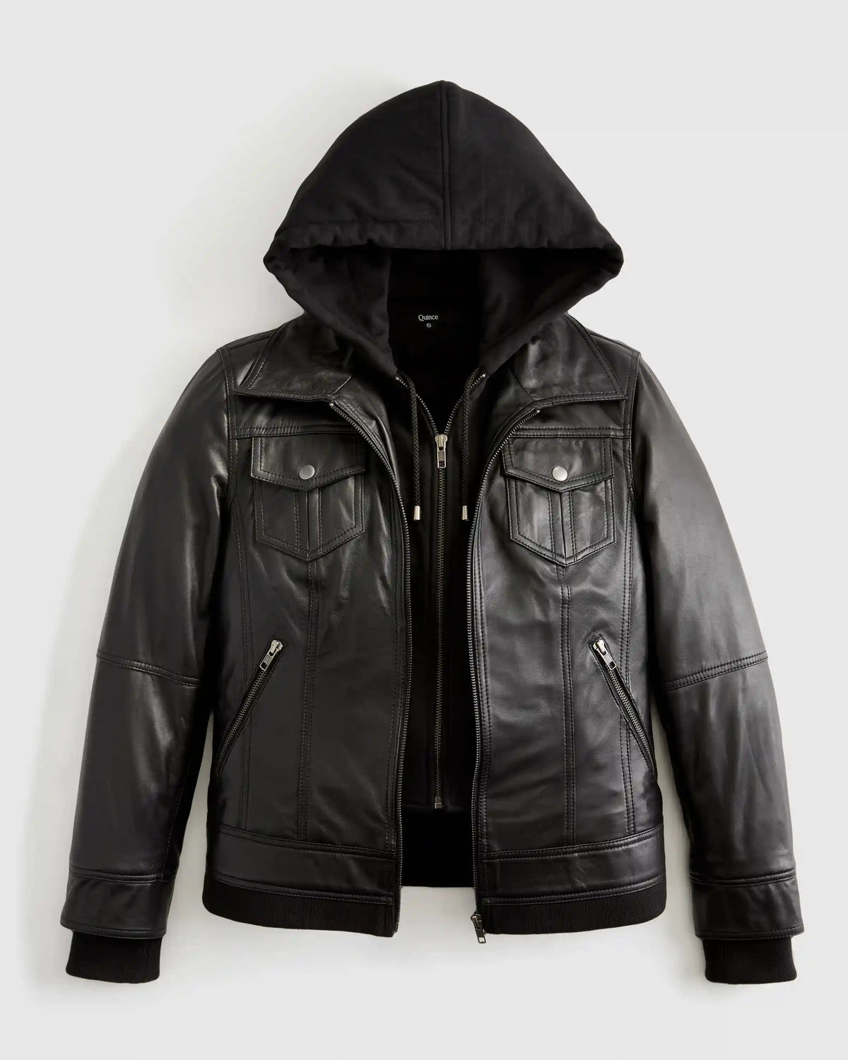 100% Leather Jacket with Hood
