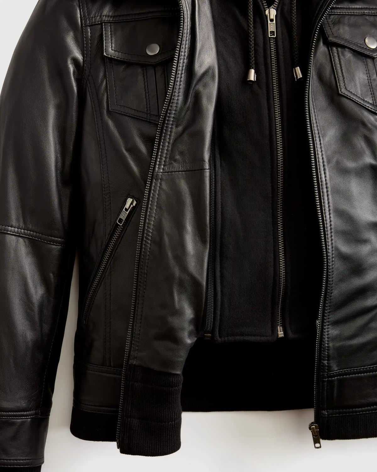100% Leather Jacket with Hood