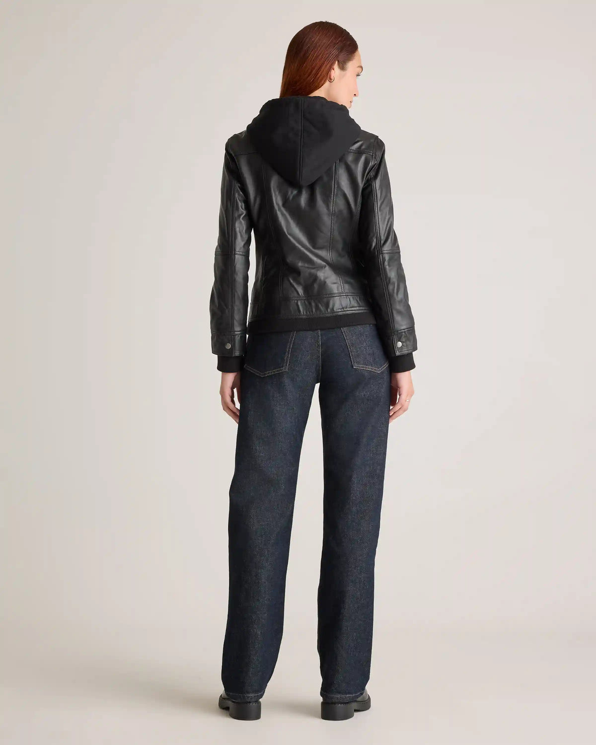 100% Leather Jacket with Hood