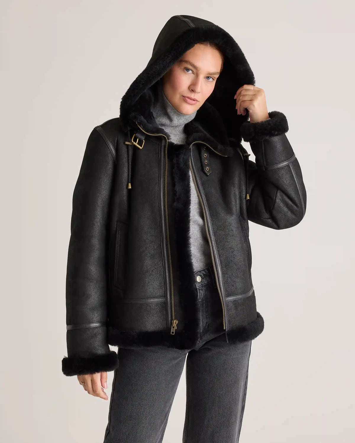 100% Shearling Cold Weather Bomber Jacket