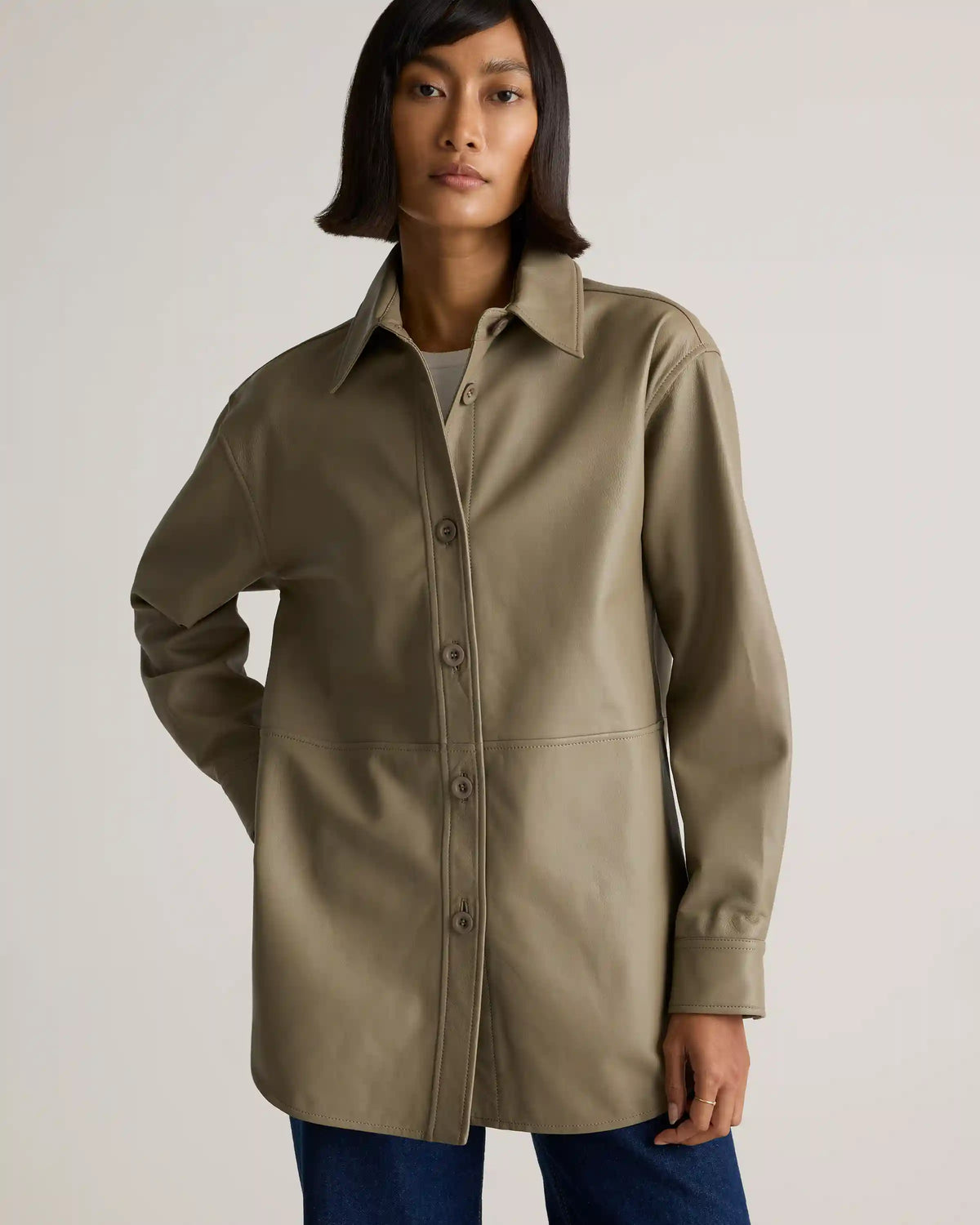 100% Leather Shirt Jacket