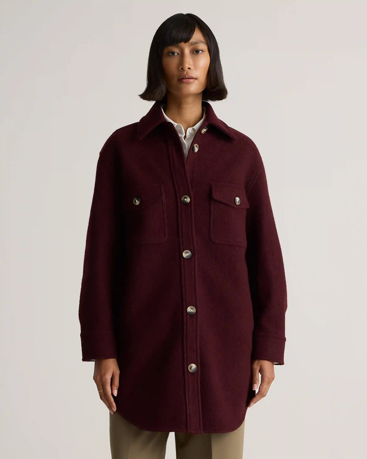 100% Merino Wool Long Shirt Jacket