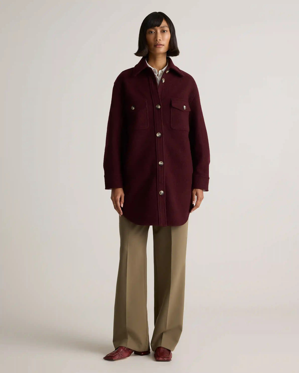 100% Merino Wool Long Shirt Jacket