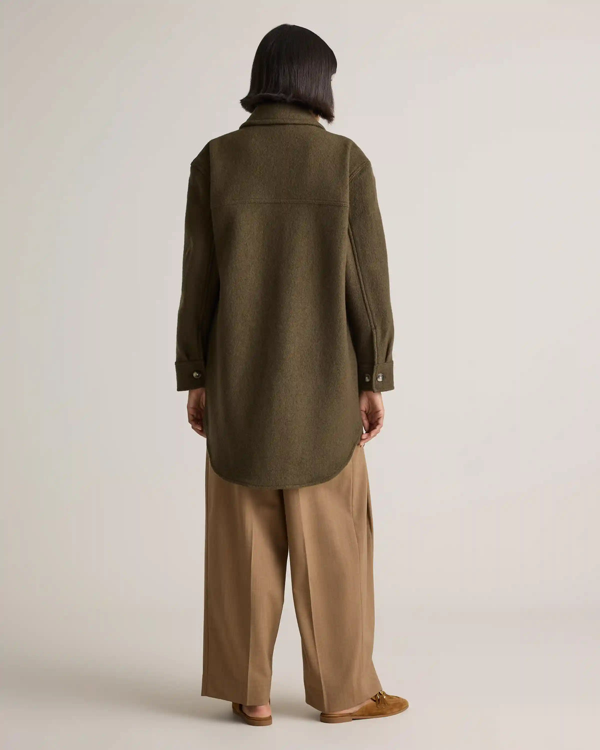 100% Merino Wool Long Shirt Jacket