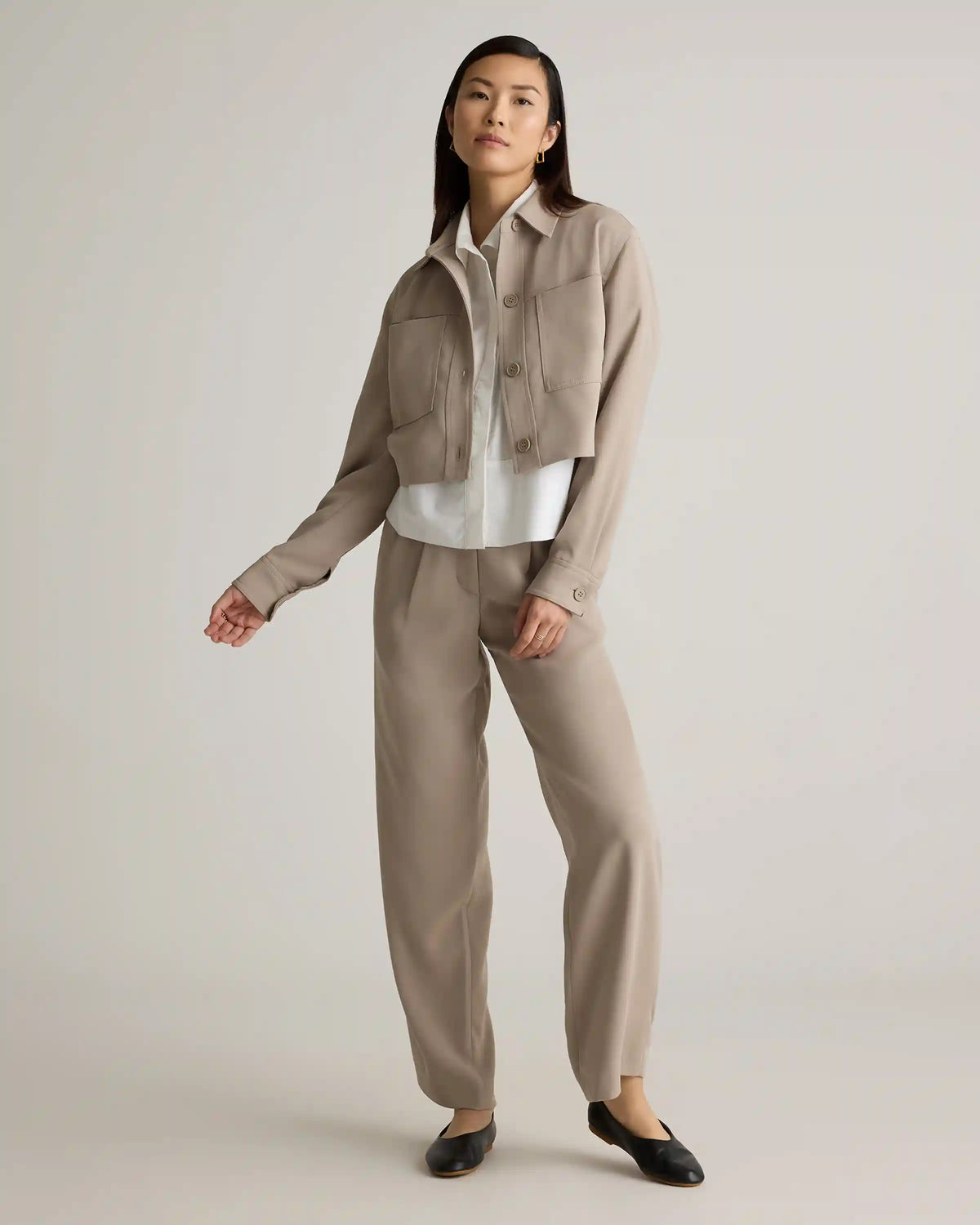 Stretch Crepe Cropped Jacket