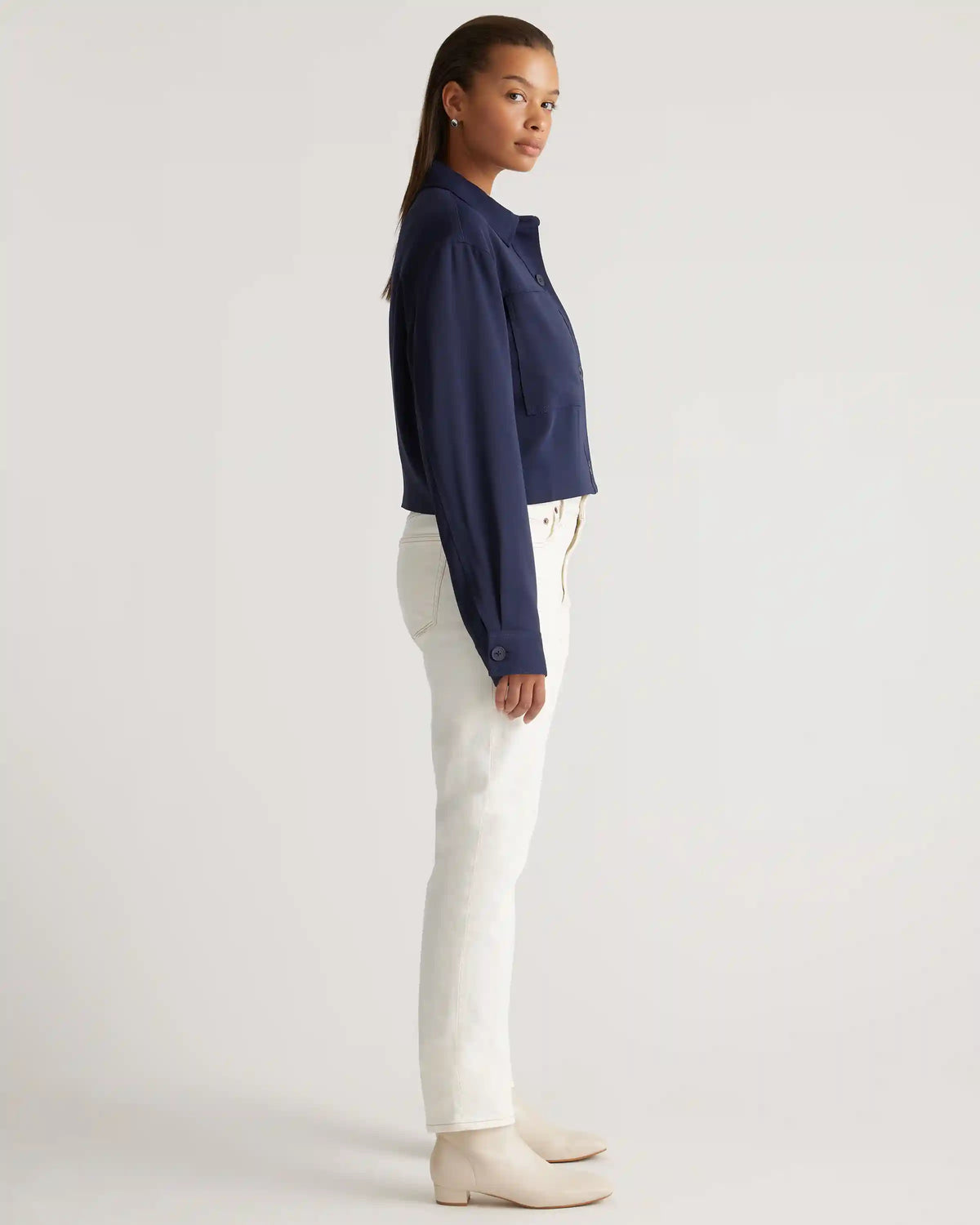 Stretch Crepe Cropped Jacket