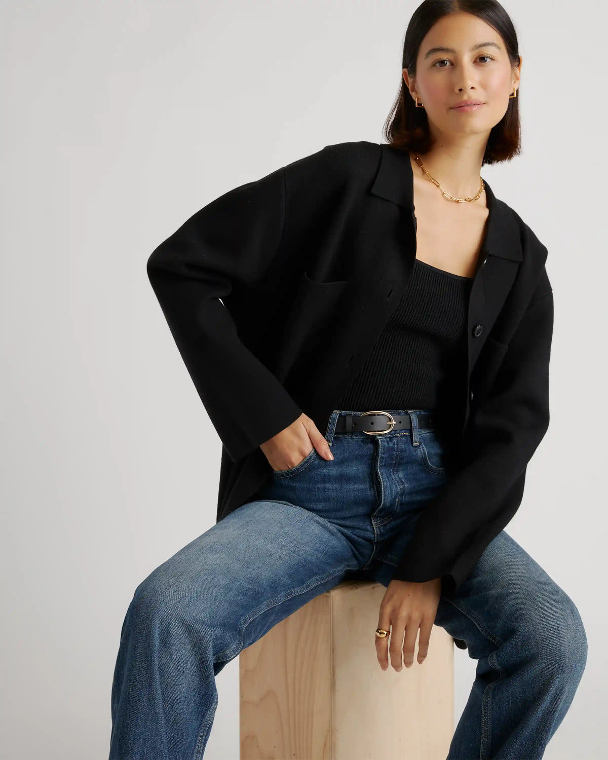 Eco-Knit Milano Stitch Oversized Shirt Jacket
