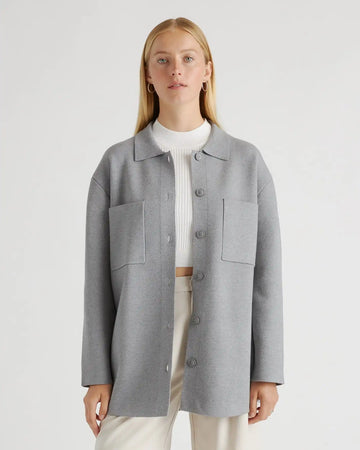 Eco-Knit Milano Stitch Oversized Shirt Jacket