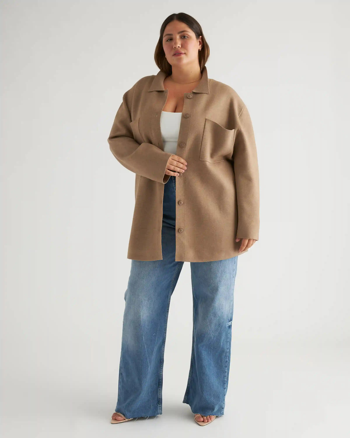 Eco-Knit Milano Stitch Oversized Shirt Jacket