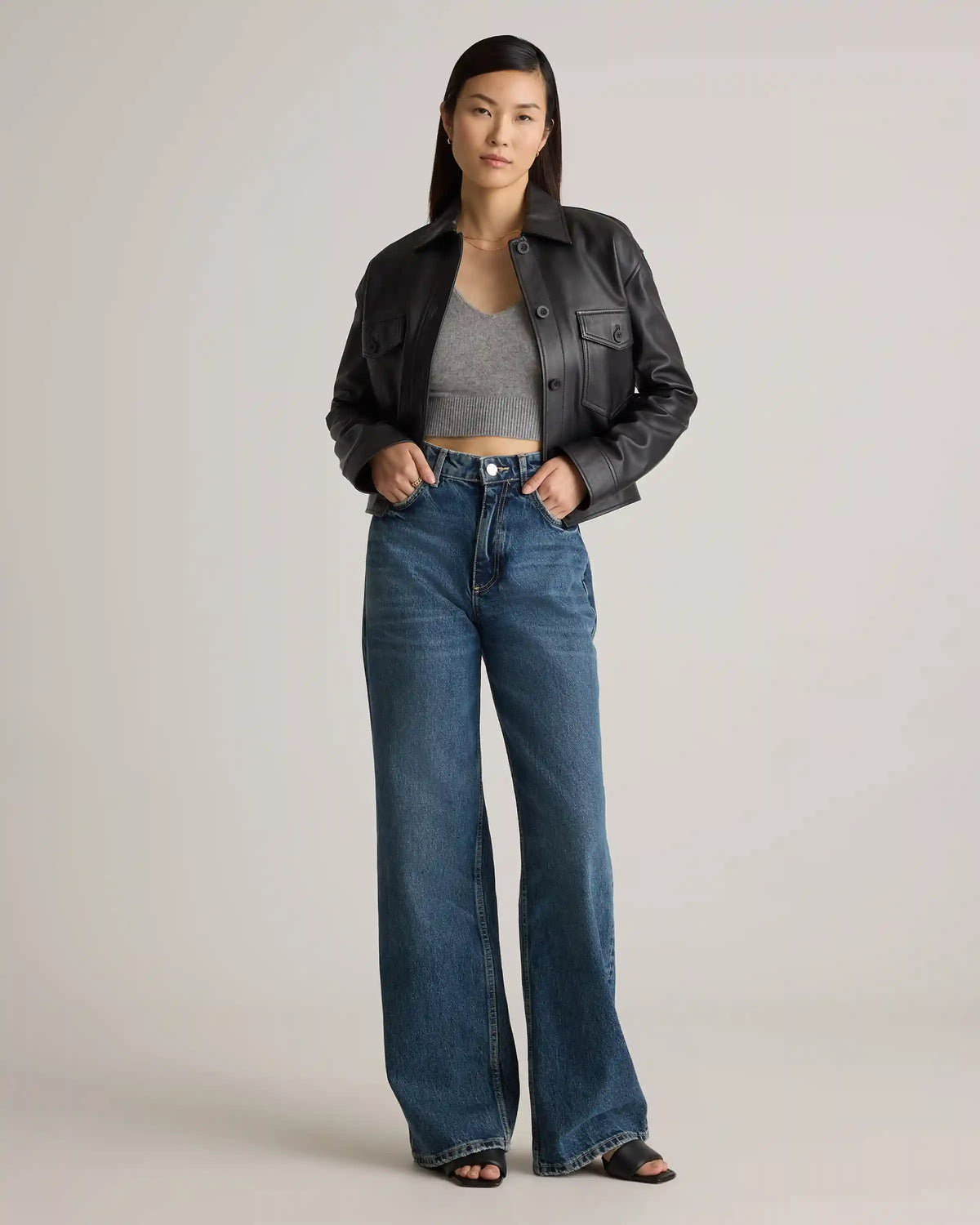 100% Leather Cropped Jacket