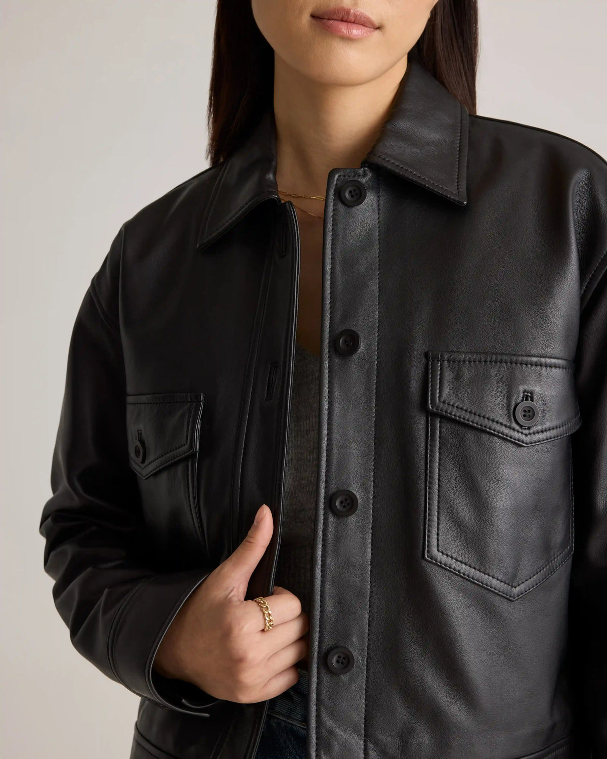 100% Leather Cropped Jacket