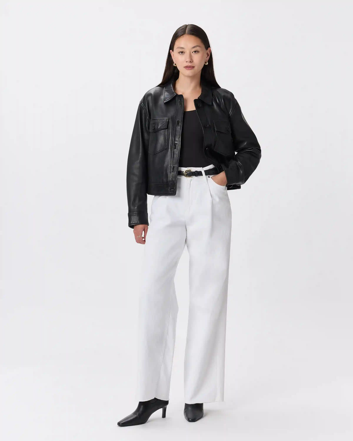 100% Leather Cropped Jacket