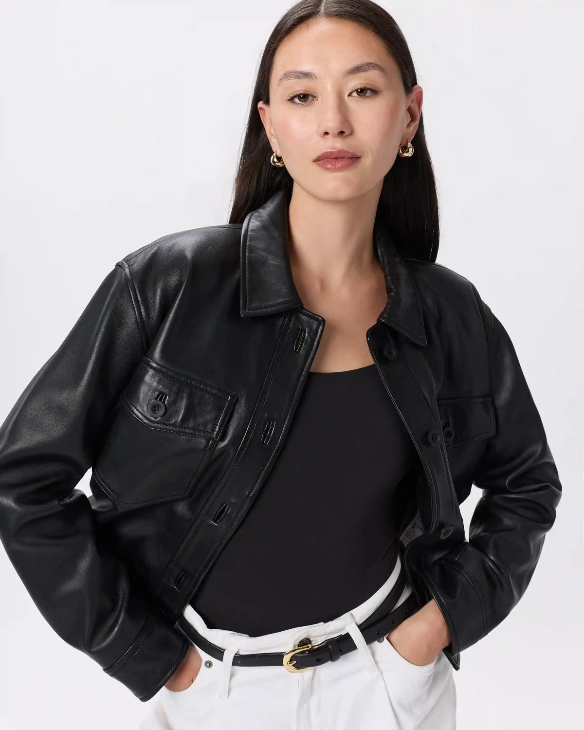 100% Leather Cropped Jacket