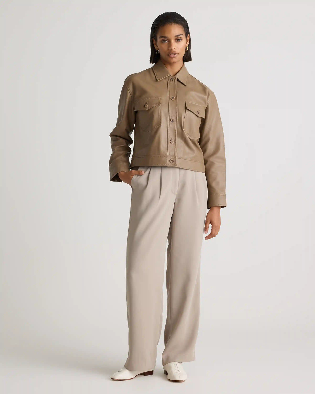 100% Leather Cropped Jacket