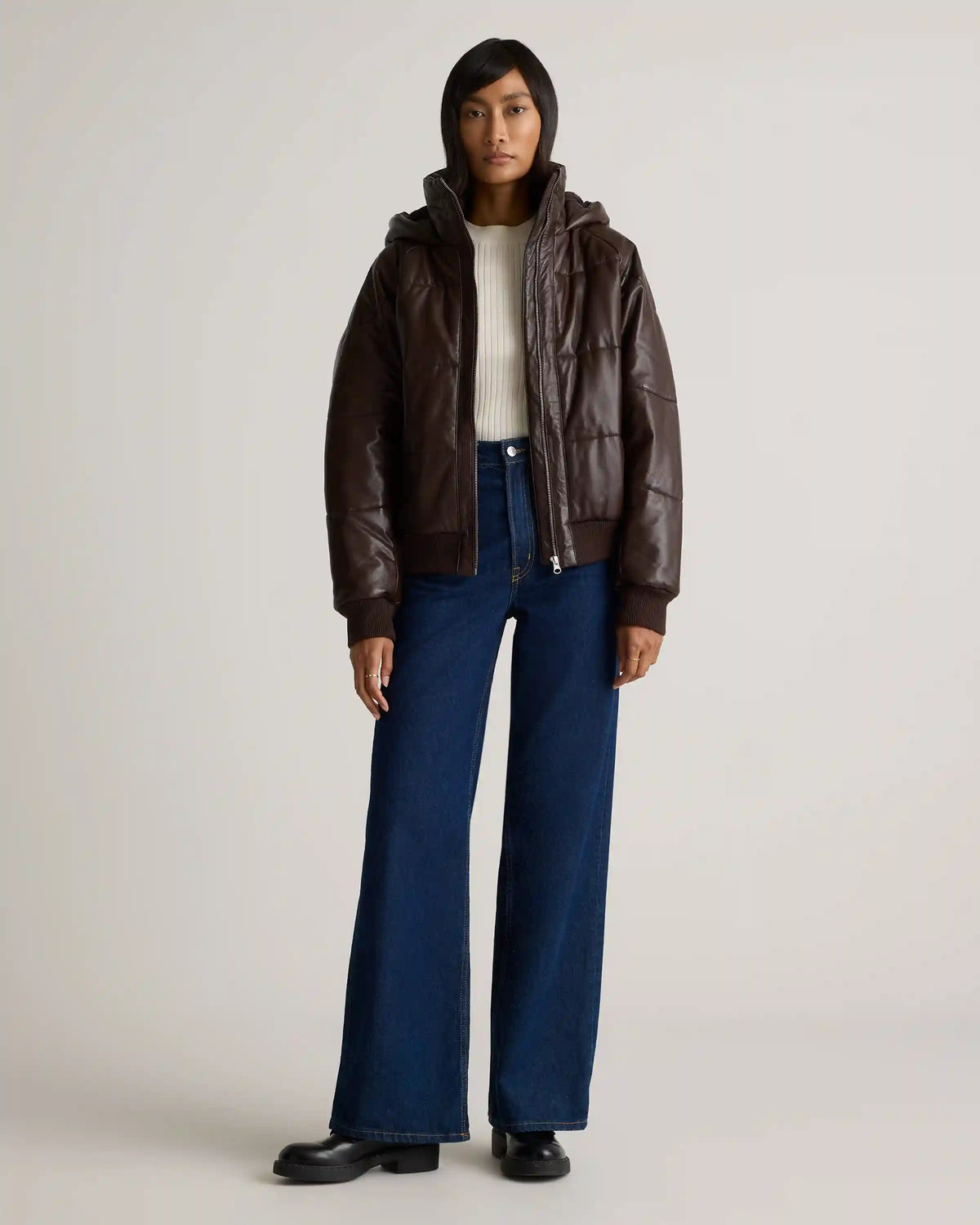 100% Leather Puffer Jacket