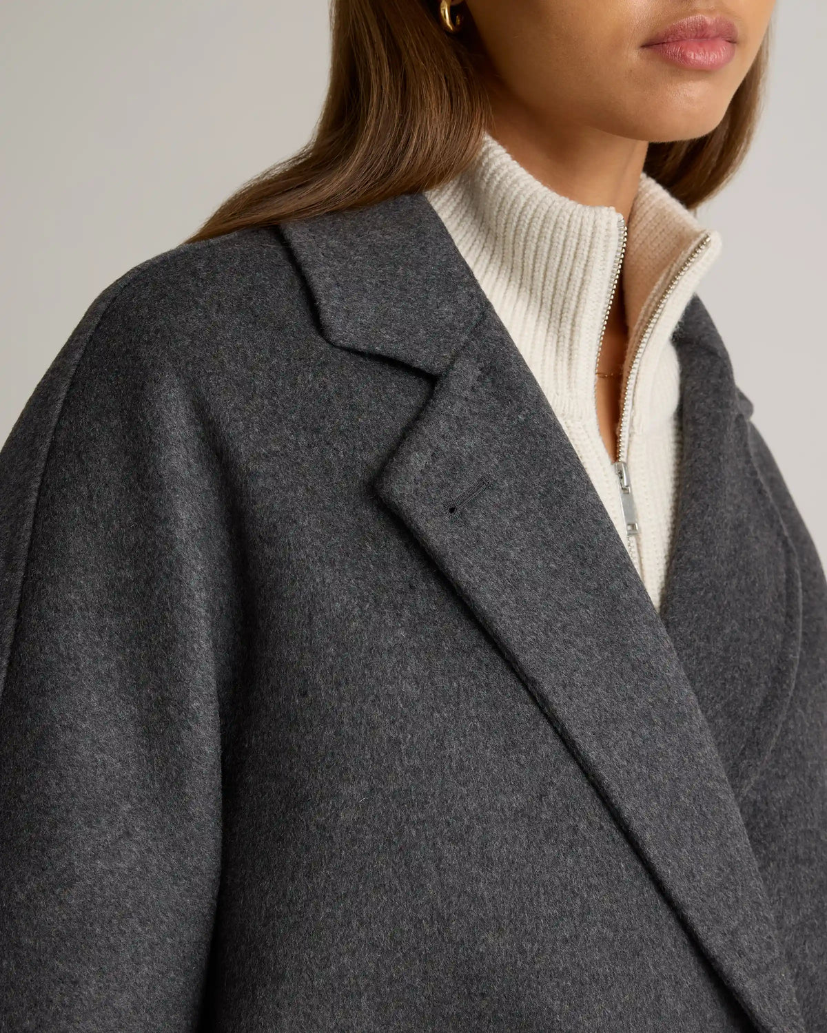 Italian Wool Double-Breasted Slouch Coat