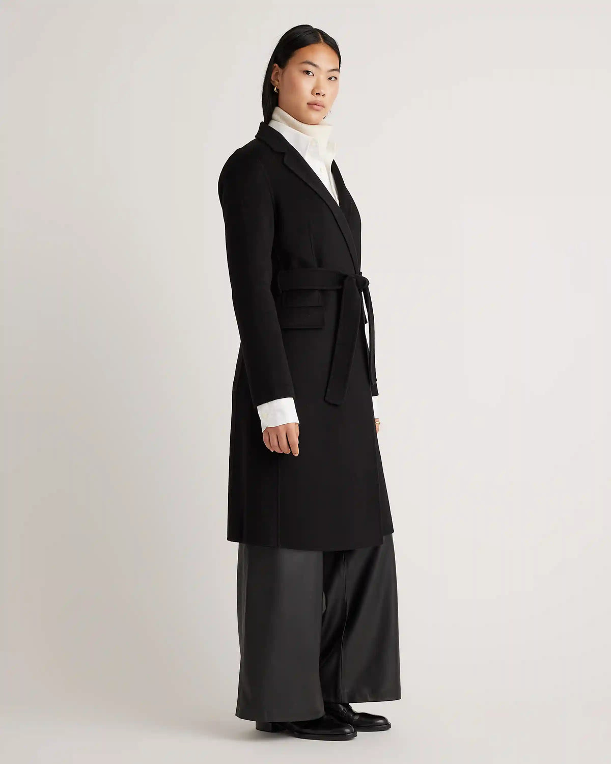 100% Mongolian Cashmere Double-Faced Wrap Coat