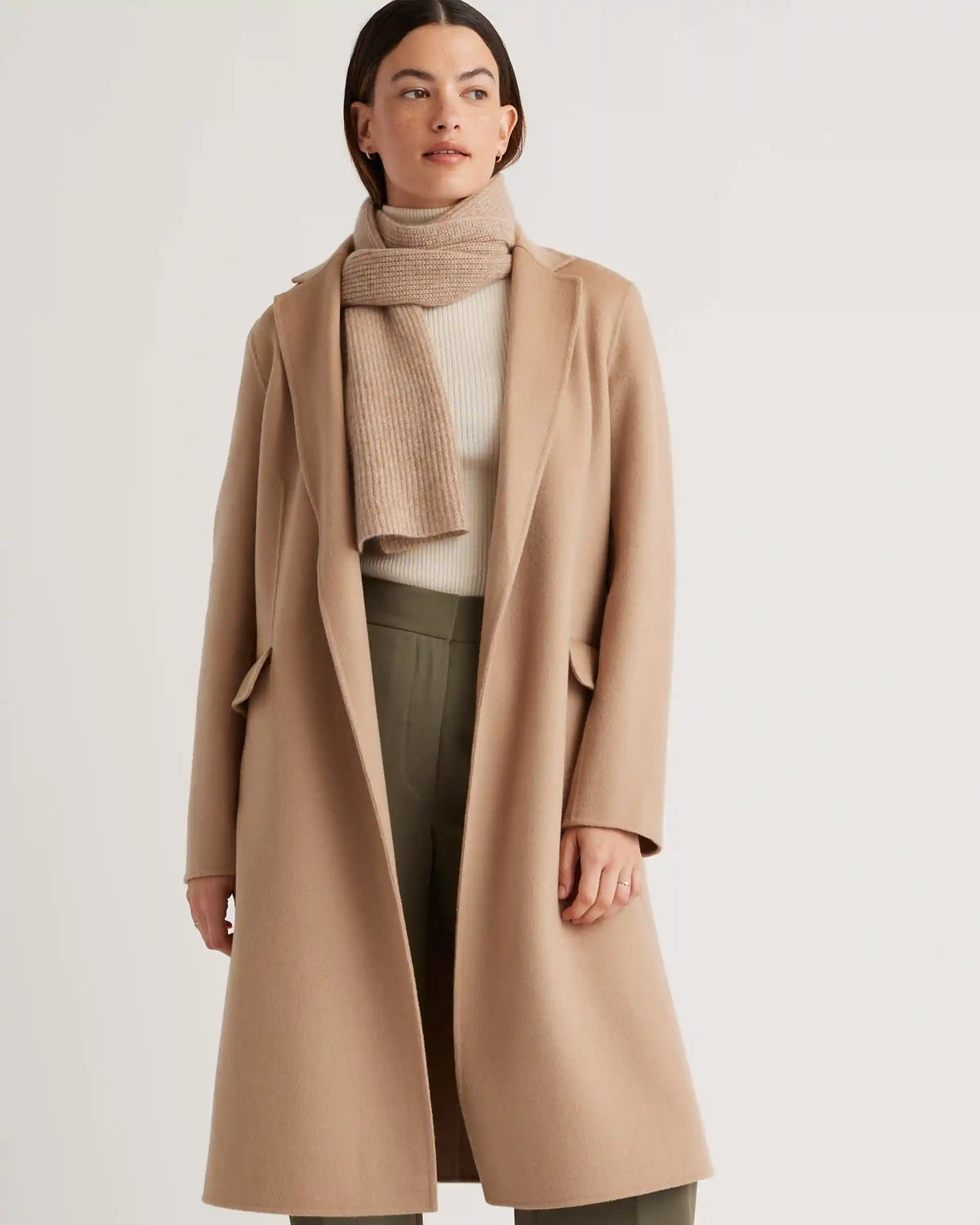 100% Mongolian Cashmere Double-Faced Wrap Coat