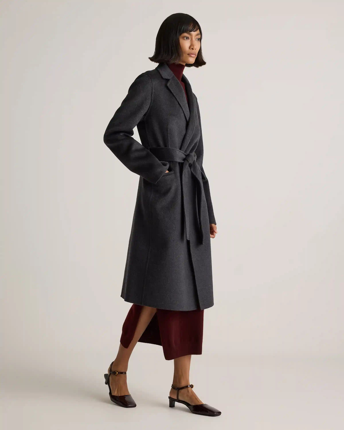 100% Mongolian Cashmere Double-Faced Wrap Coat