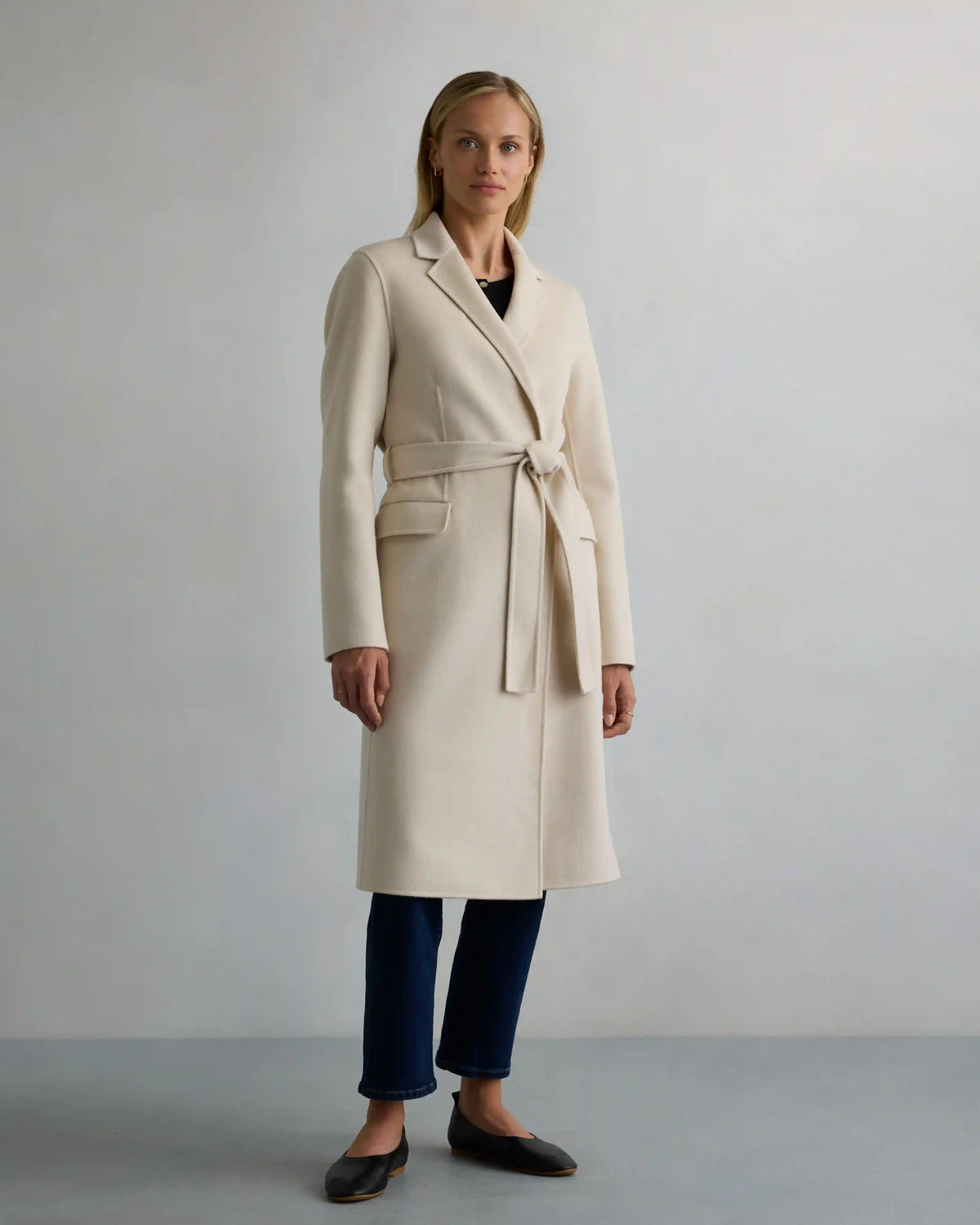 100% Mongolian Cashmere Double-Faced Wrap Coat