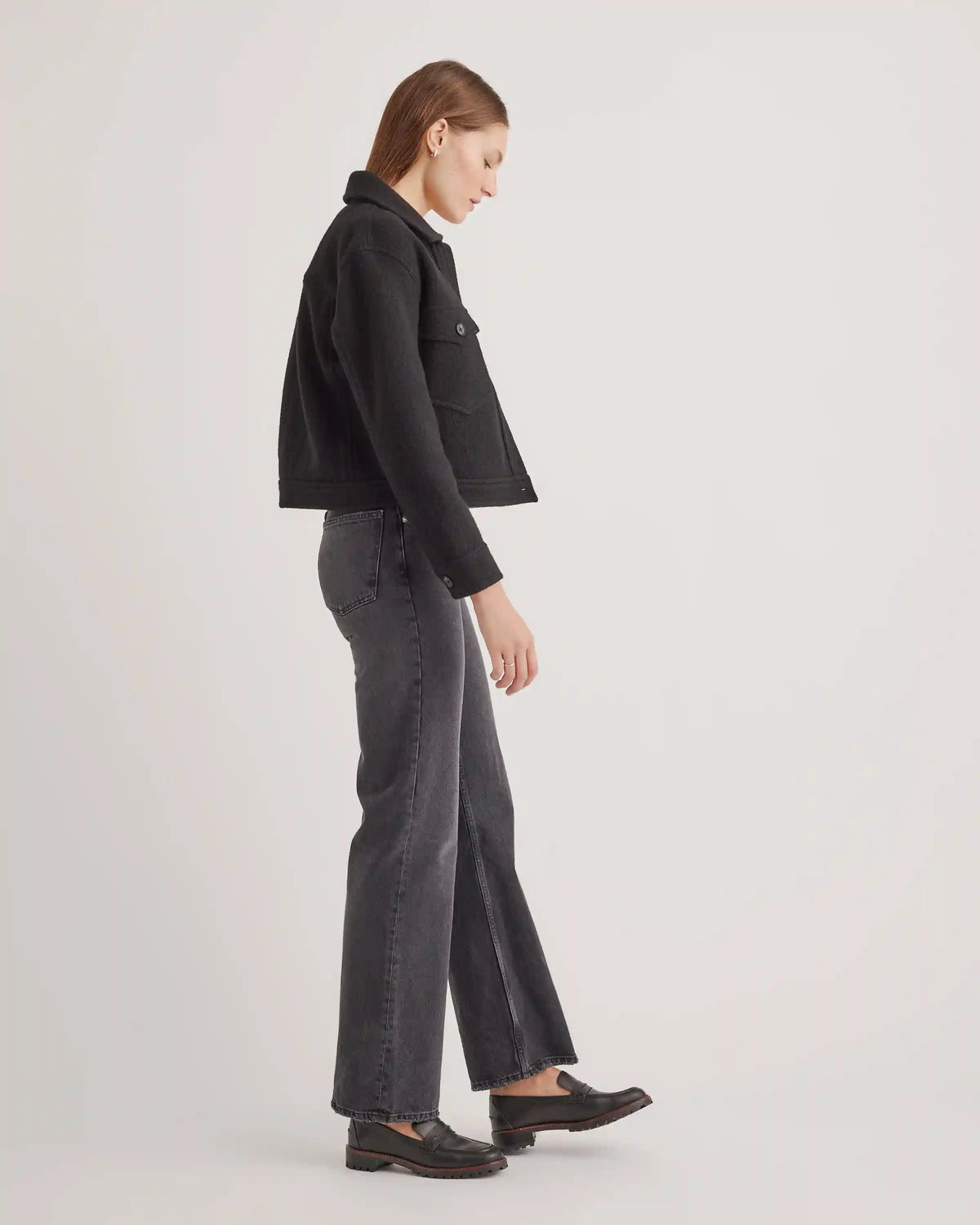 100% Merino Wool Cropped Shirt Jacket
