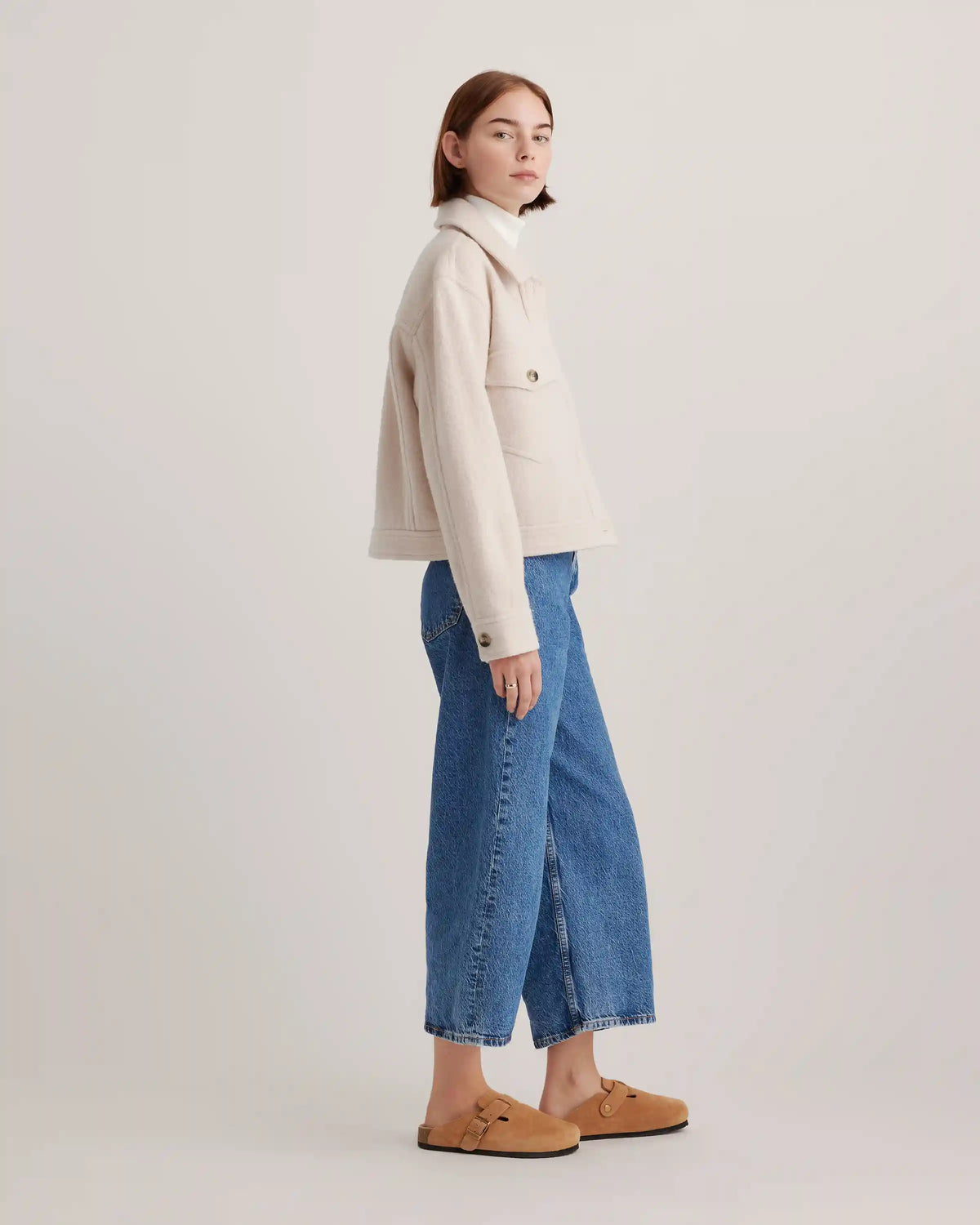 100% Merino Wool Cropped Shirt Jacket