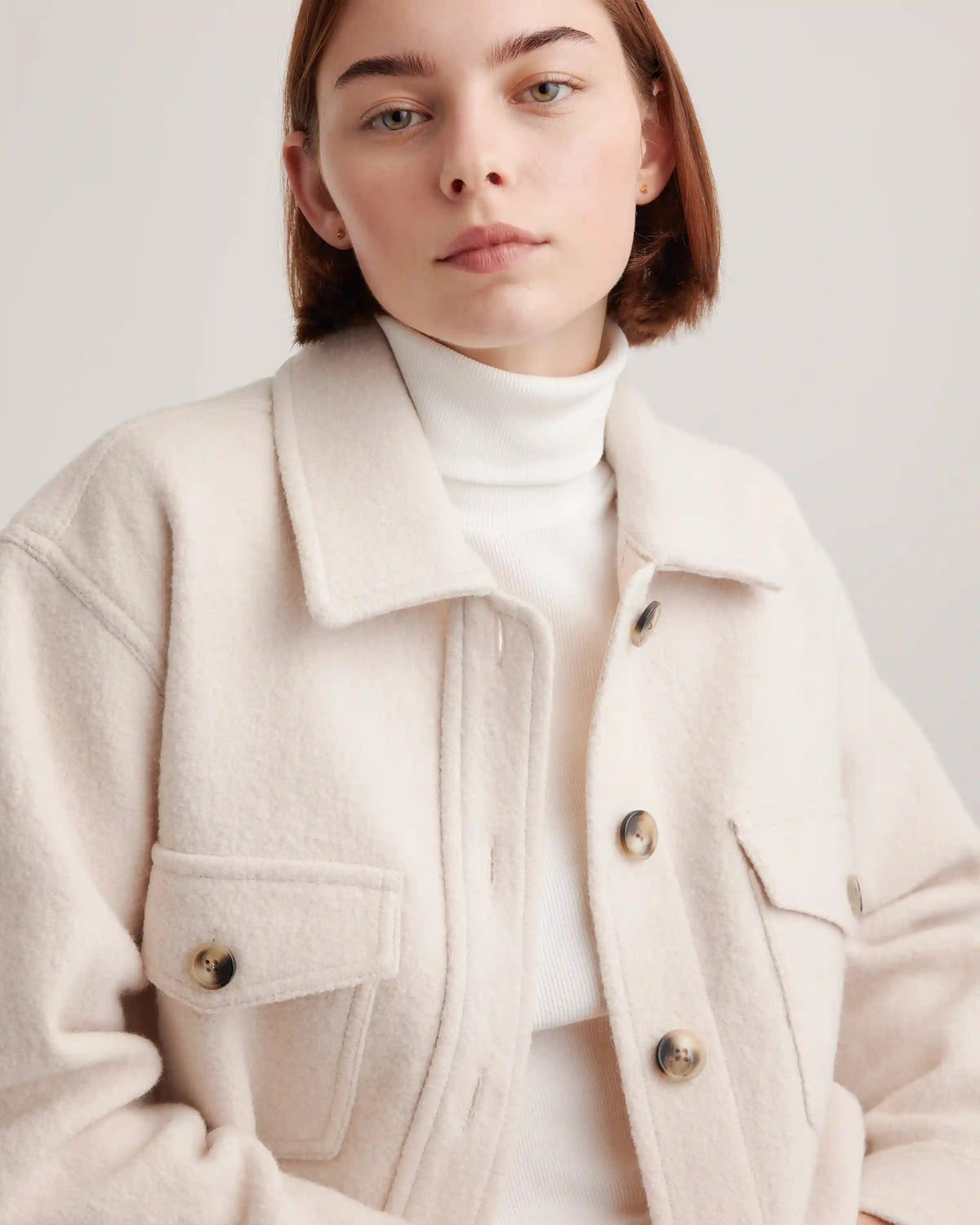 100% Merino Wool Cropped Shirt Jacket