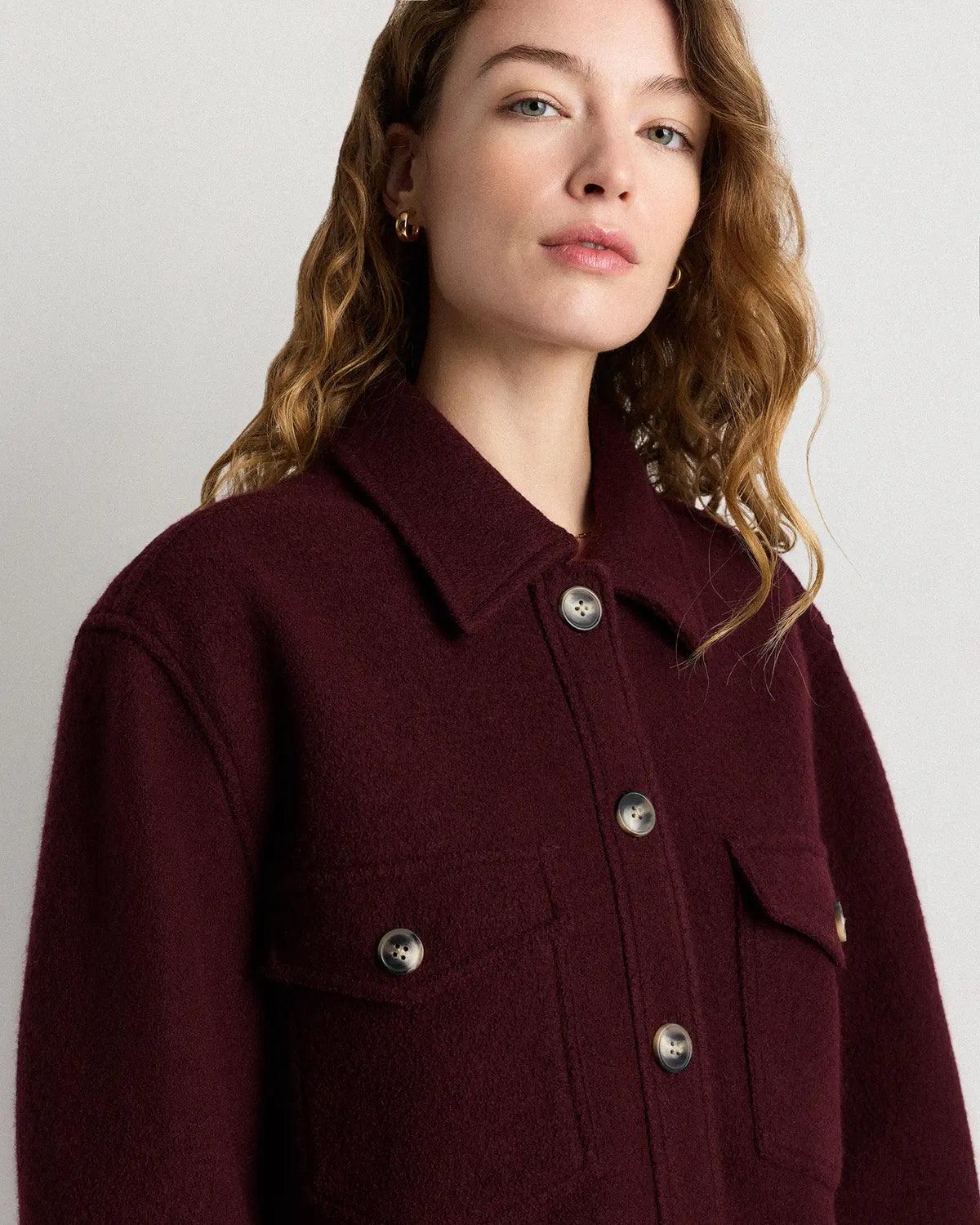 100% Merino Wool Cropped Shirt Jacket