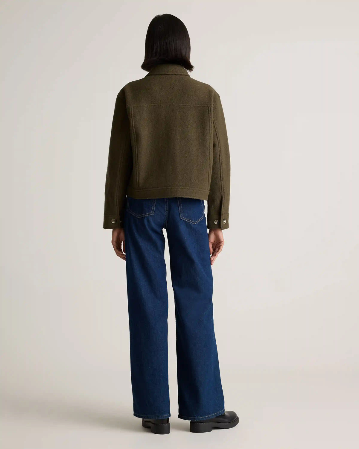 100% Merino Wool Cropped Shirt Jacket