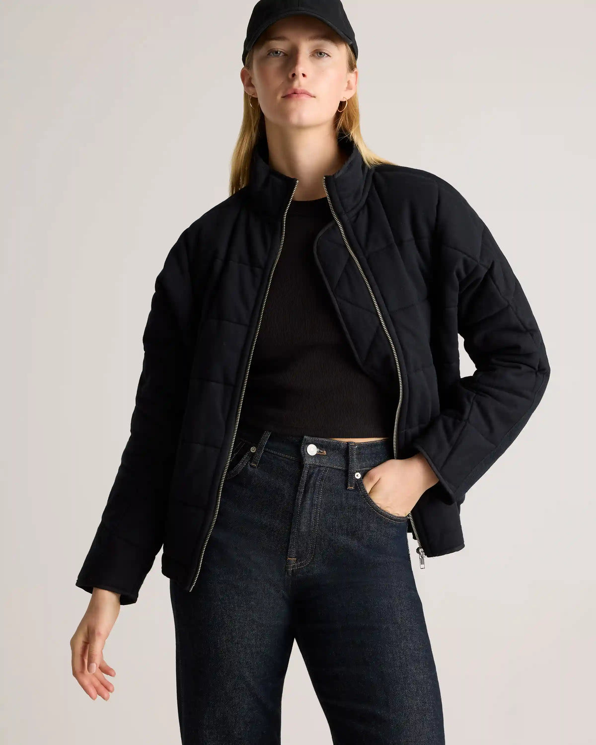 Organic Cotton Quilted Knit Jacket