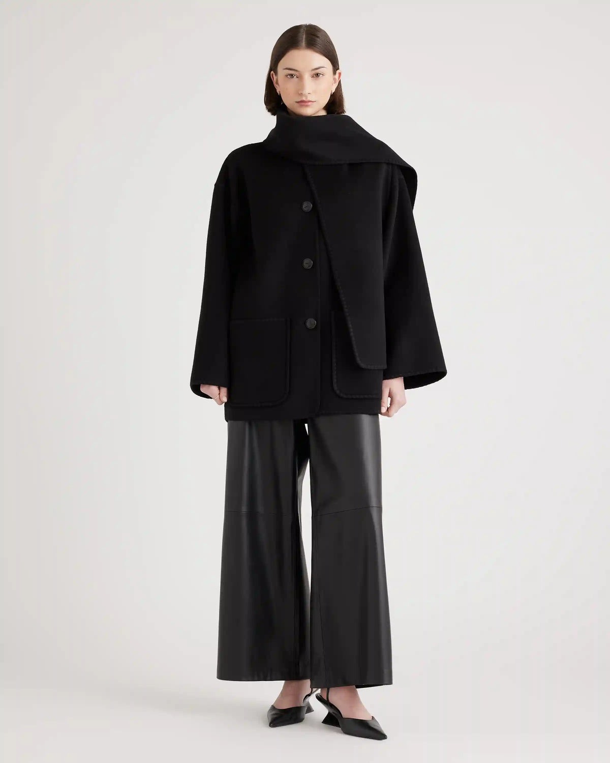 Double-Faced Merino Wool Scarf Coat