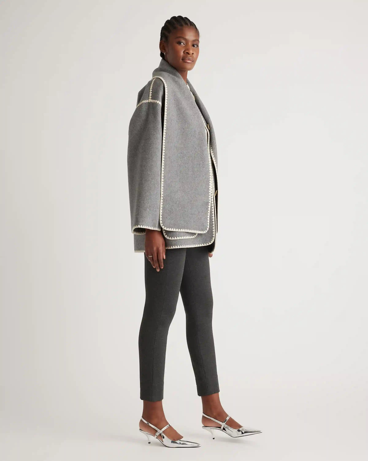 Double-Faced Merino Wool Scarf Coat