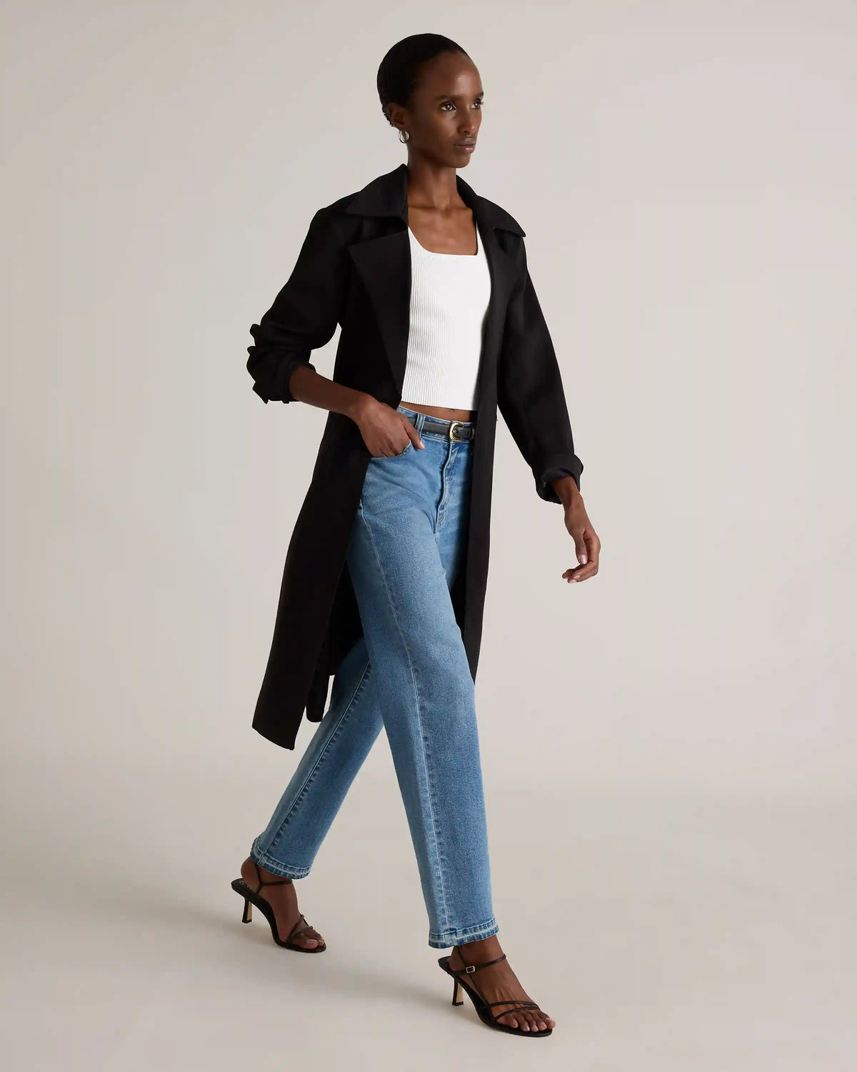Stretch Crepe Trench Coat
