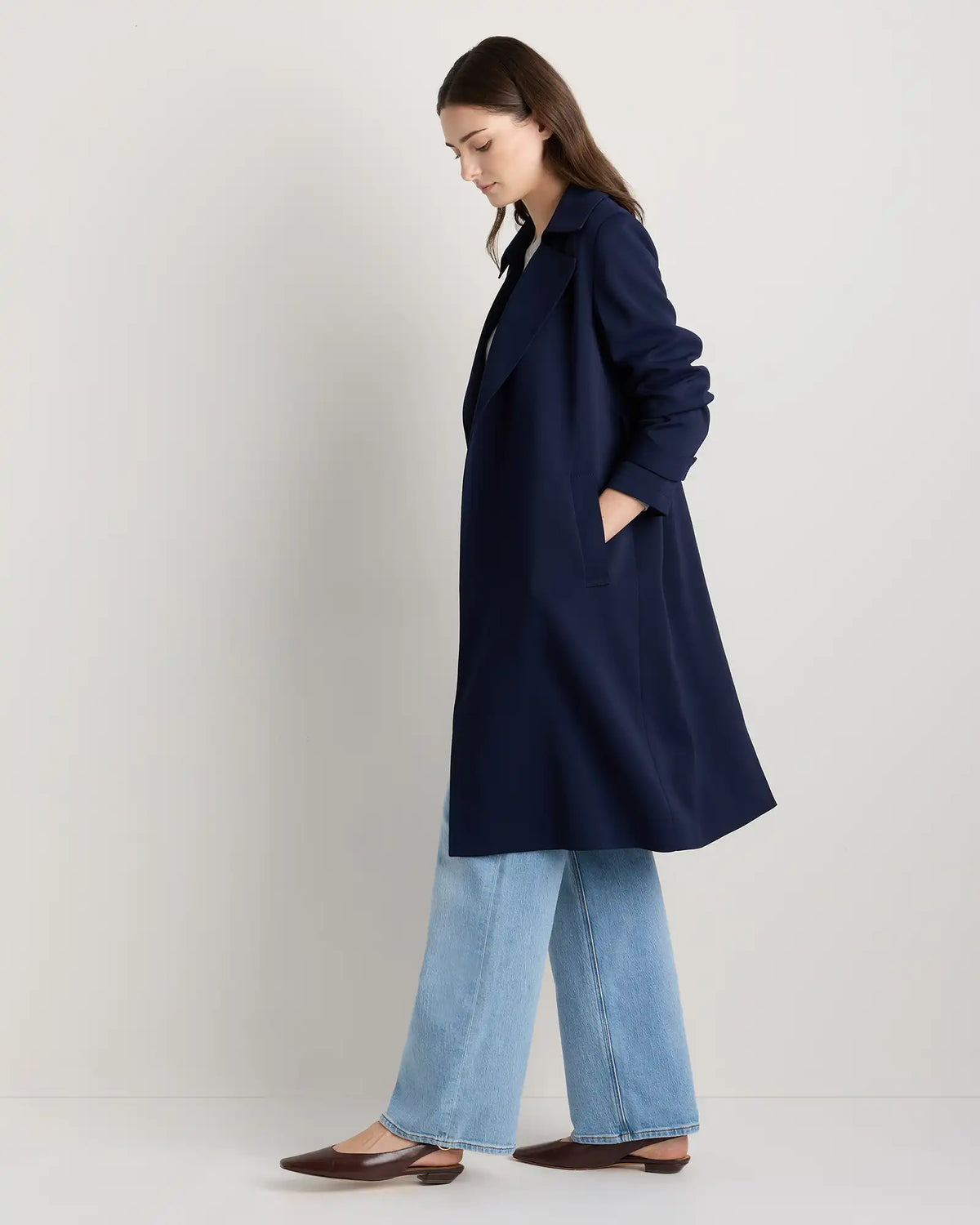 Stretch Crepe Trench Coat