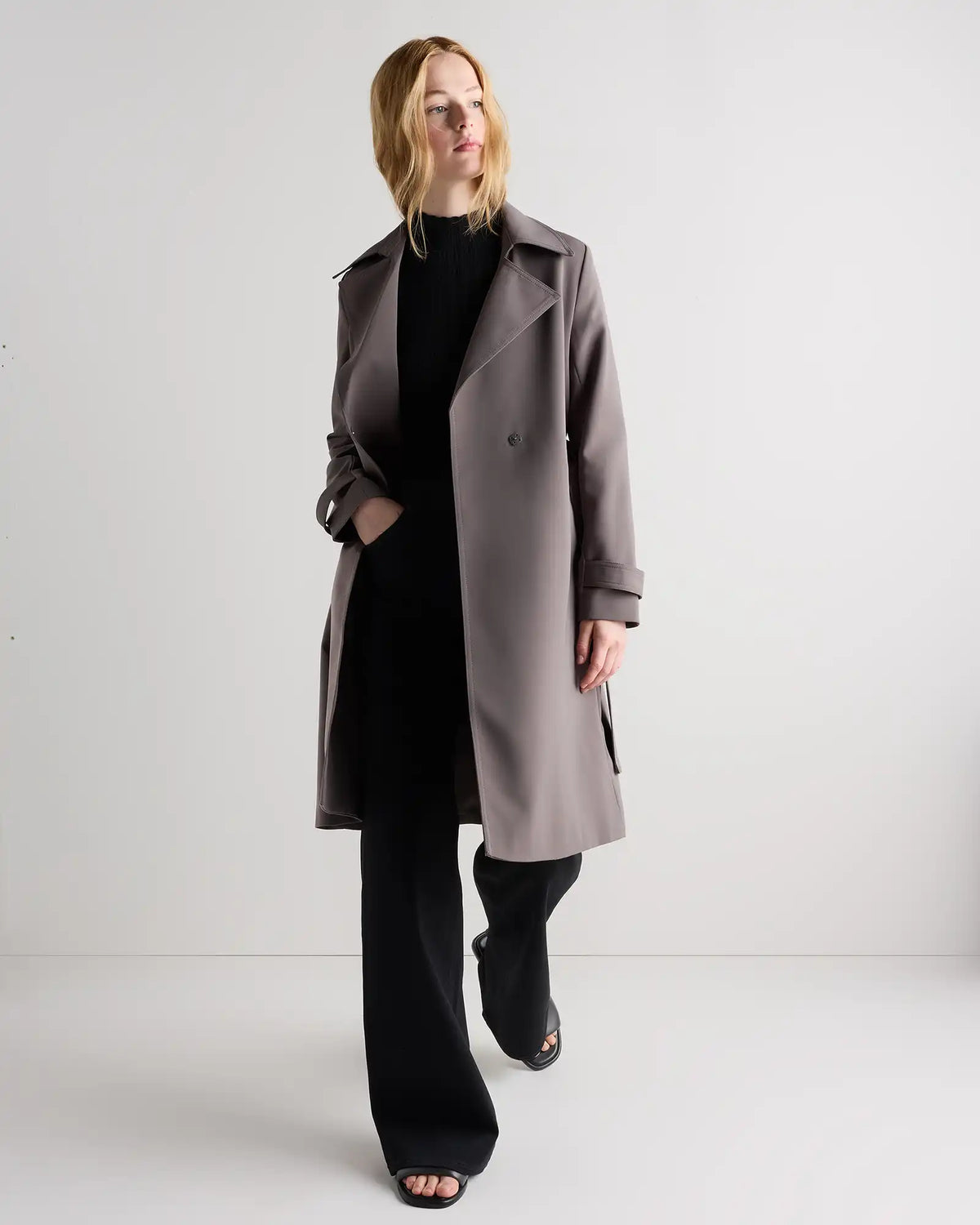 Stretch Crepe Trench Coat