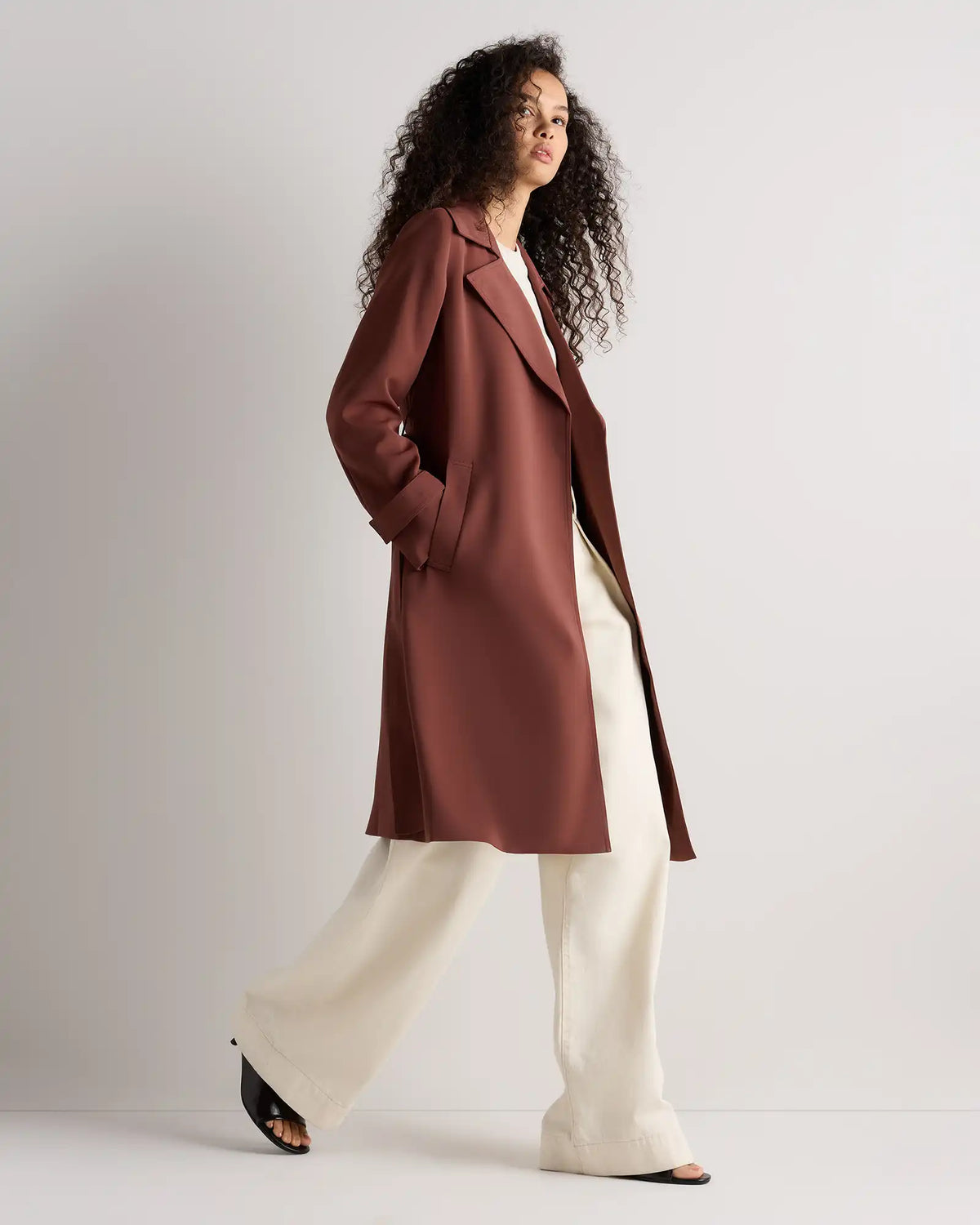 Stretch Crepe Trench Coat