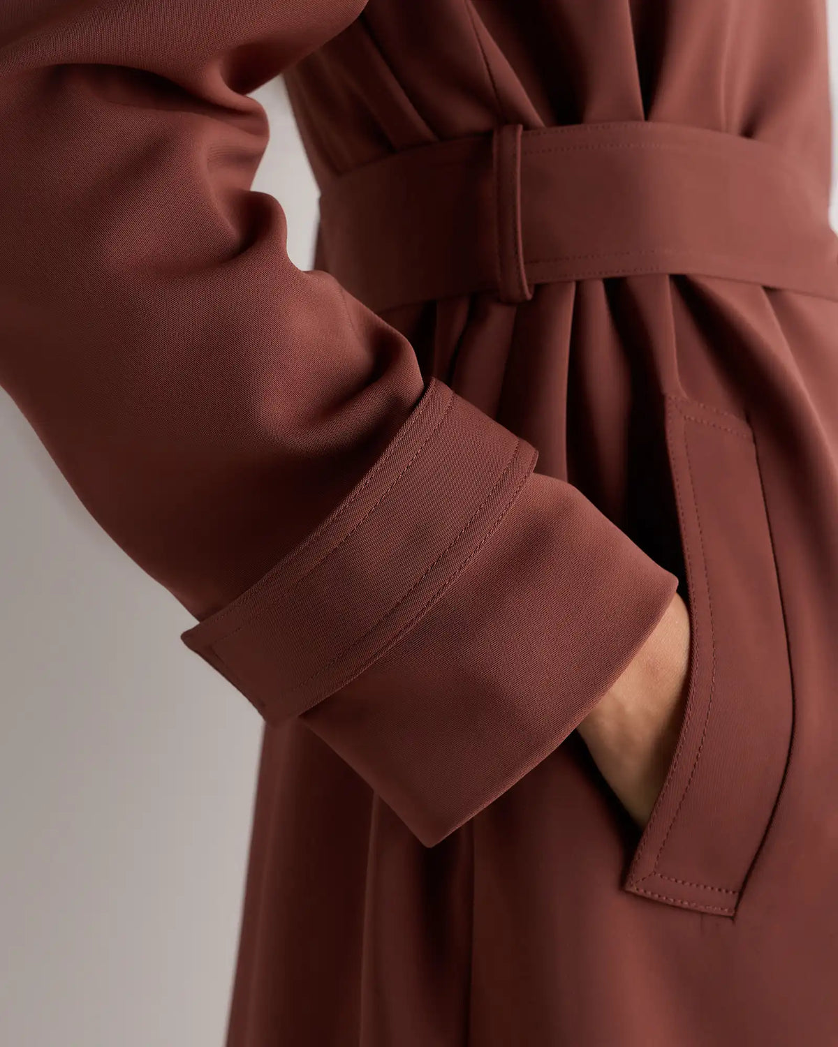 Stretch Crepe Trench Coat
