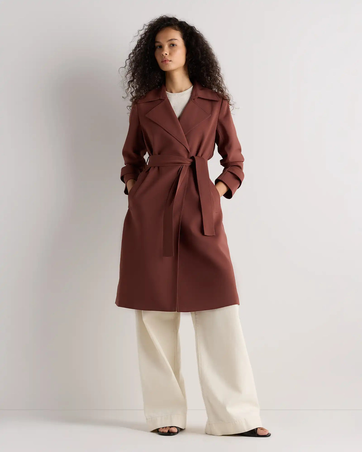Stretch Crepe Trench Coat