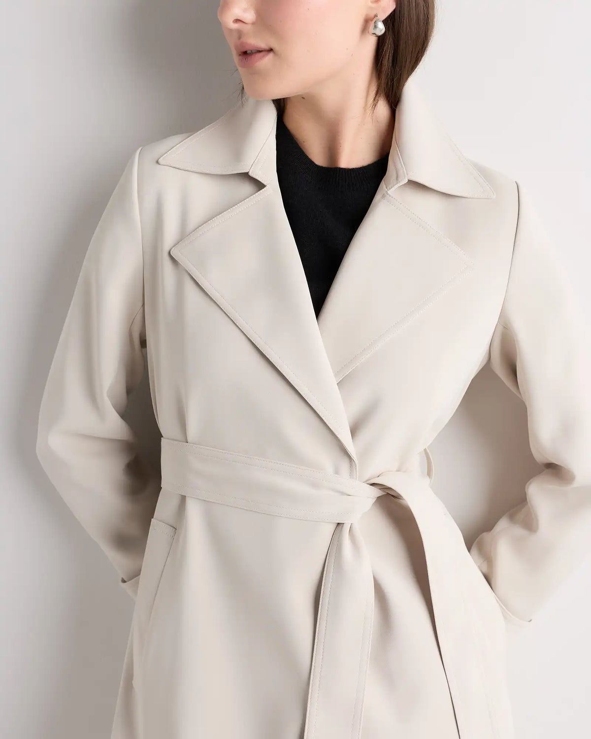 Stretch Crepe Trench Coat